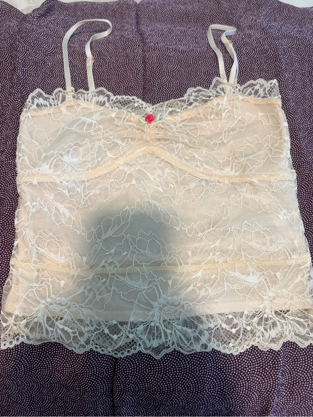 Free People Delicate Lace Cami Tank Top - Cream - Picture 1 of 8